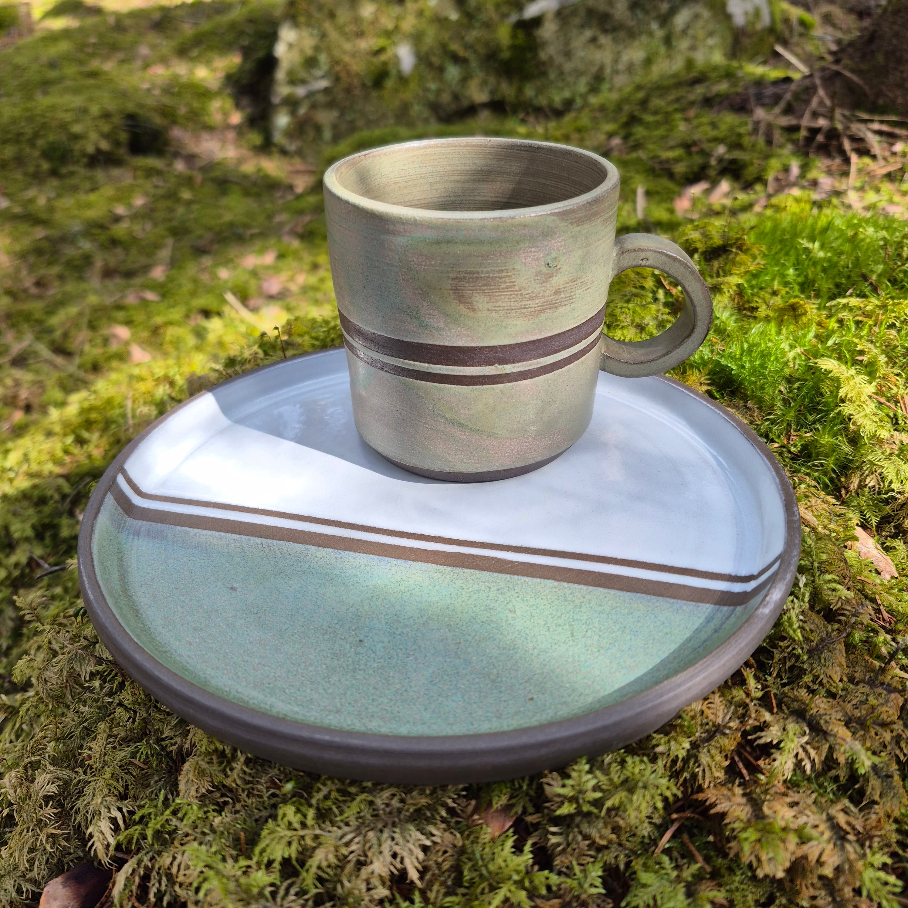 Green stripe breakfast set